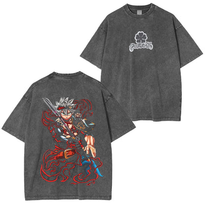 Black Clover's Asta Polera Lavada Vintage