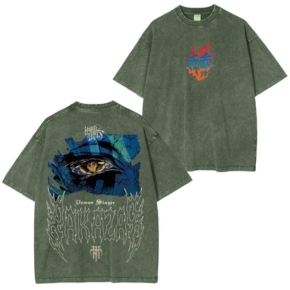 [Shibuya] Akaza Vs Tanjiro in infinity castle Demons Slayer Anime Polera Unisex Lavada
