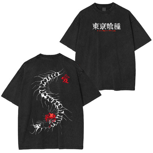 Centipede‑drawn power—dress in the transformation of Ken. Tokyo Ghoul Anime Polera Unisex Lavada