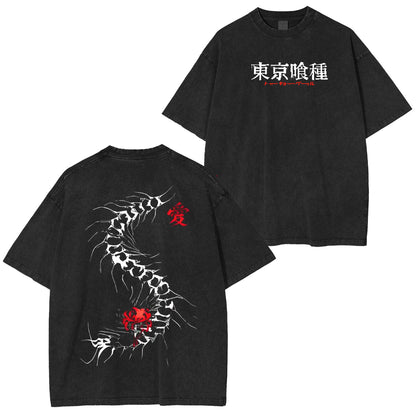 Centipede‑drawn power—dress in the transformation of Ken. Tokyo Ghoul Anime Polera Unisex Lavada