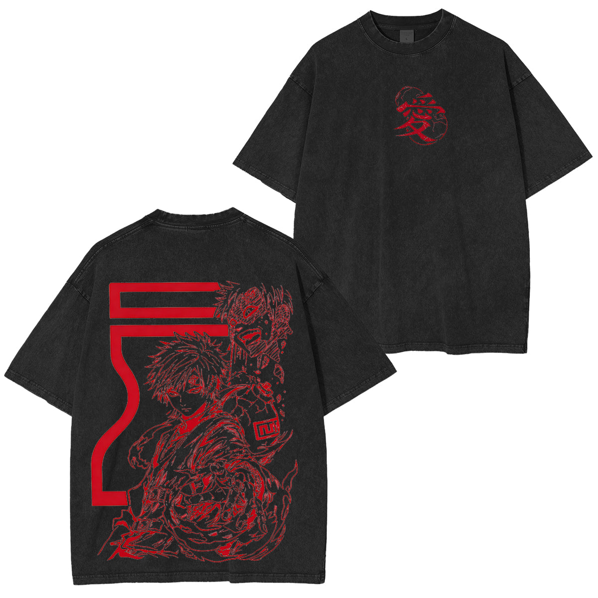 Naruto Gaara Vintage Polera Unisex Lavada