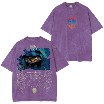 [Shibuya] Akaza Vs Tanjiro in infinity castle Demons Slayer Anime Polera Unisex Lavada
