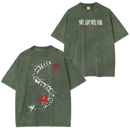 Centipede‑drawn power—dress in the transformation of Ken. Tokyo Ghoul Anime Polera Unisex Lavada