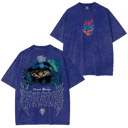 [Shibuya] Akaza Vs Tanjiro in infinity castle Demons Slayer Anime Polera Unisex Lavada
