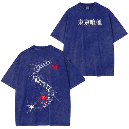 Centipede‑drawn power—dress in the transformation of Ken. Tokyo Ghoul Anime Polera Unisex Lavada