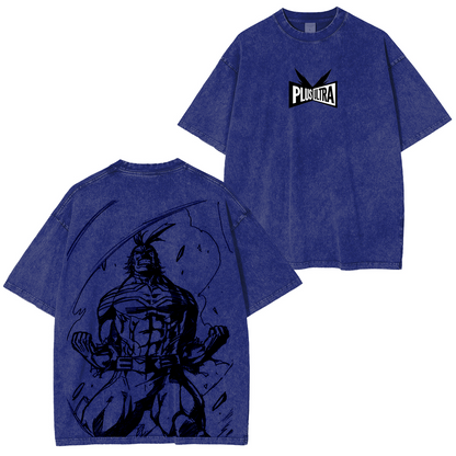 My Hero Academia Double Print Oversize Anime Manga Acid Washed Cotton T-ShirtDouble Print Oversize Anime Manga Acid Washed Cotton Polera