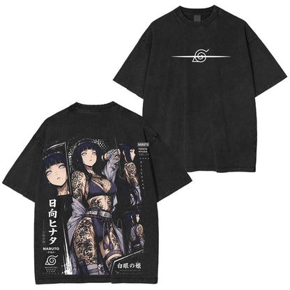 Naruto Hinata Vintage Polera Unisex Lavada