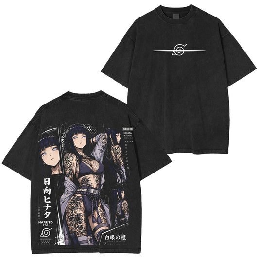 Naruto Hinata Vintage Polera Unisex Lavada