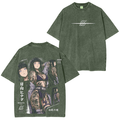 Naruto Hinata Vintage Polera Unisex Lavada