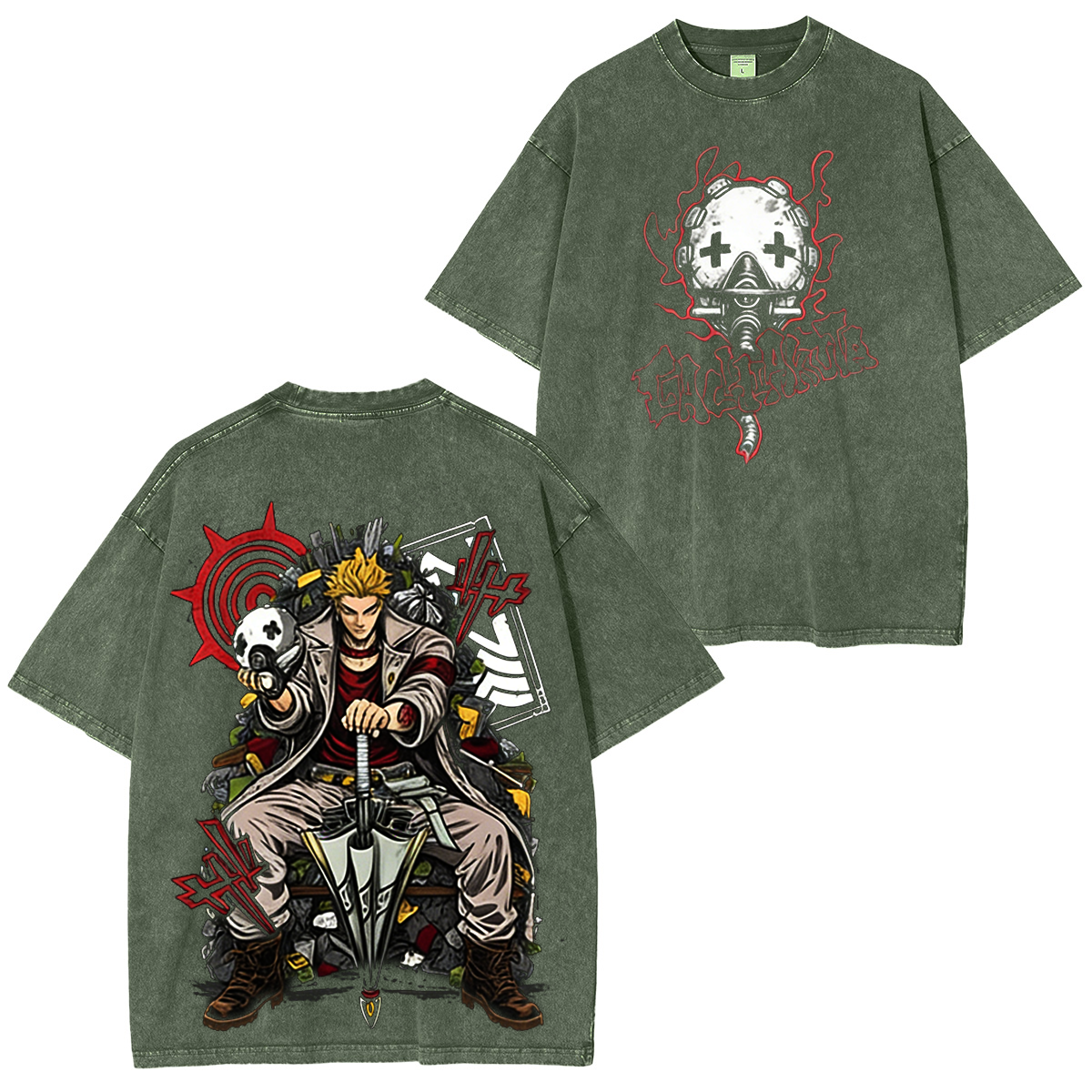 Zanka Enjin Rudo Print Gachiakuta Anime Washed T-shirt/Crewneck/Hoodie