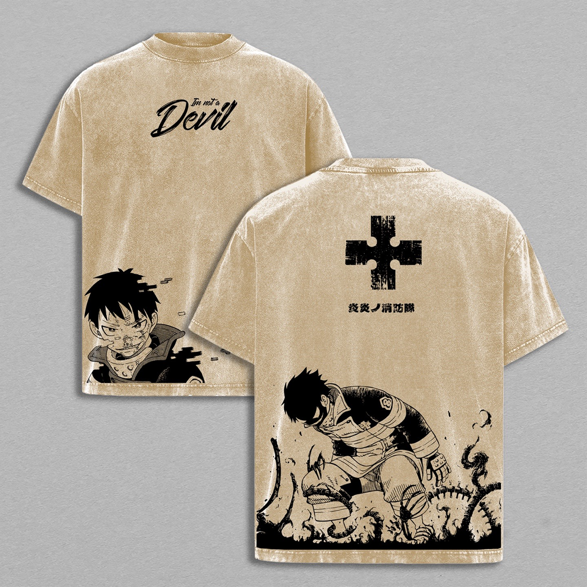 Fire Force Washed T-shirt/Crewnec