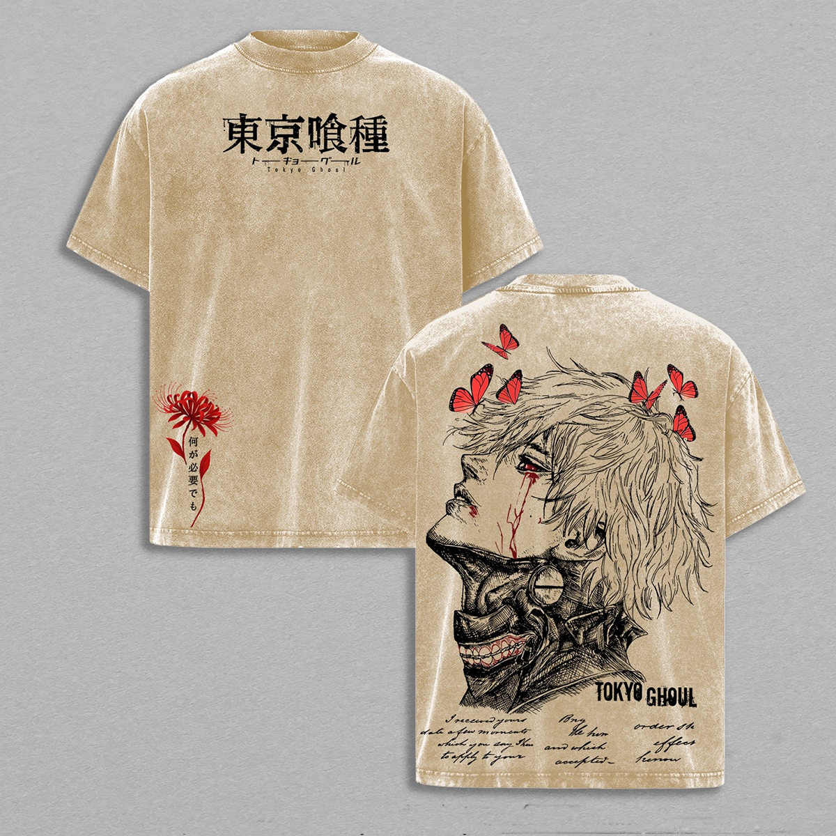 Ken Kaneki Tokyo Ghoul Washed T-shirt/Crewnec
