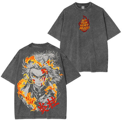 Kyojuro Rengoku Demon Slayer Polera Lavada