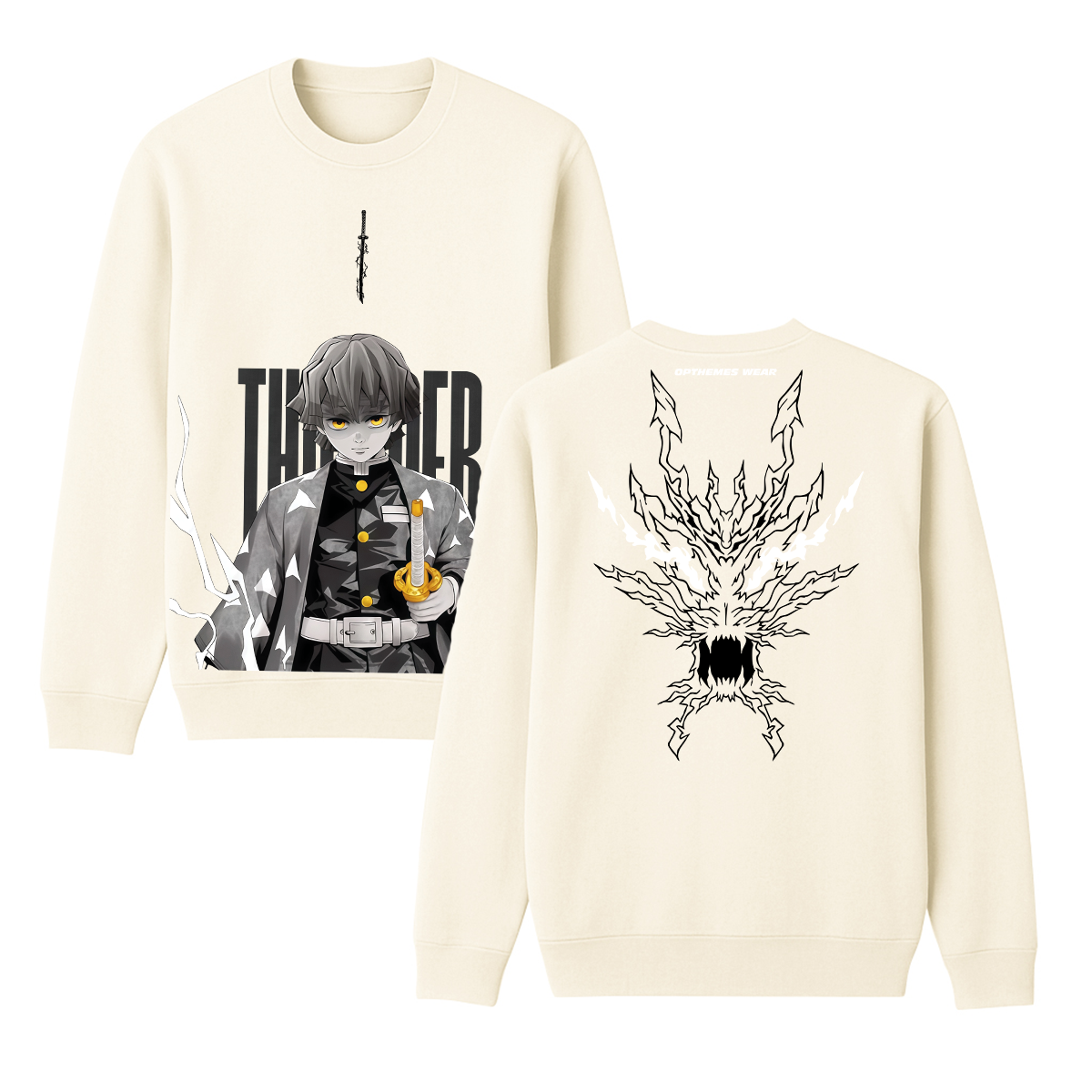 Zenitsu Demon Slayer Anime Unisex Crewneck Sweatshirt