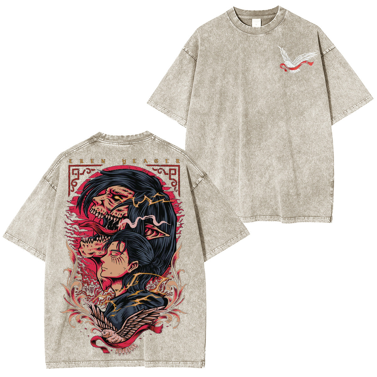 Eren Yeager Attack on Titan Anime Washed T-shirt/Crewneck/Hoodie