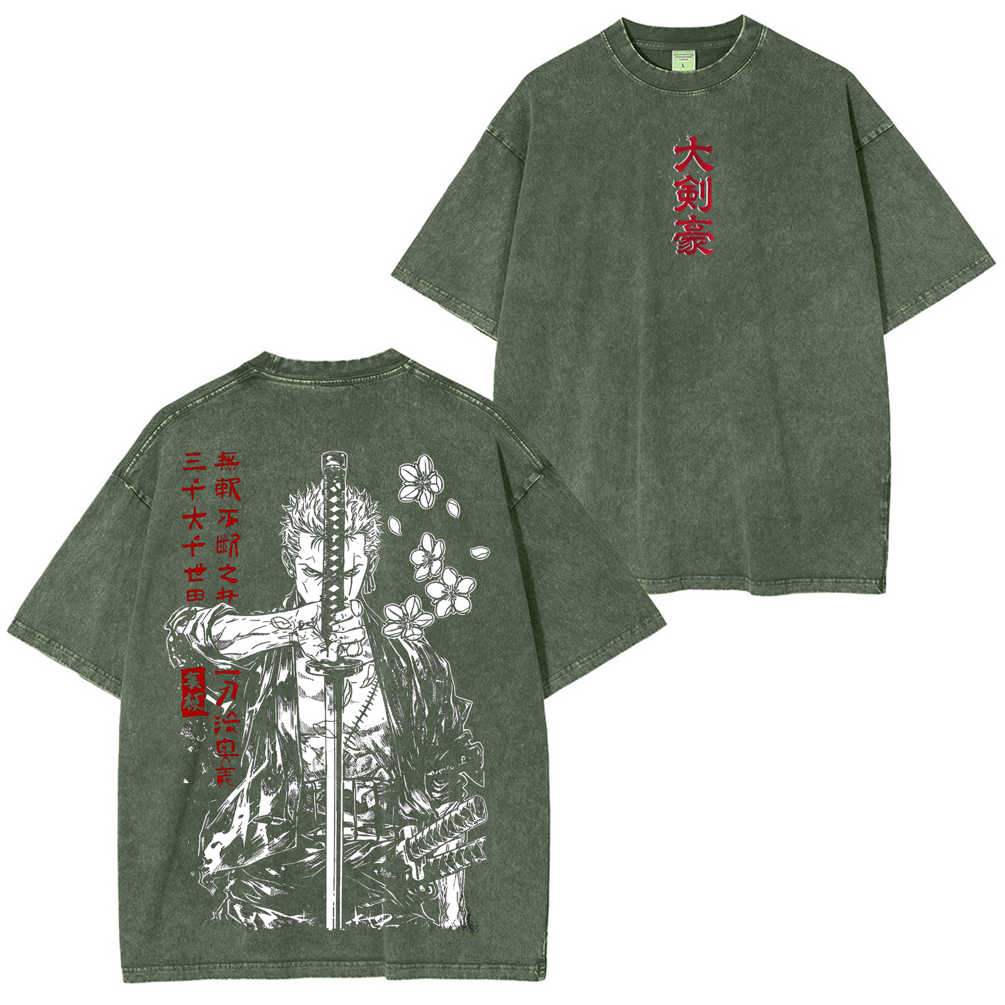 Zoro,One Piece Anime Polera Lavada