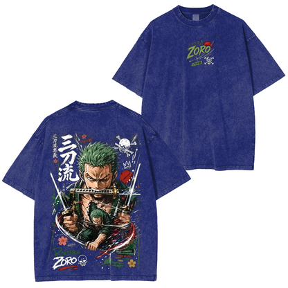 Zoro One Piece Anime Polera Lavada