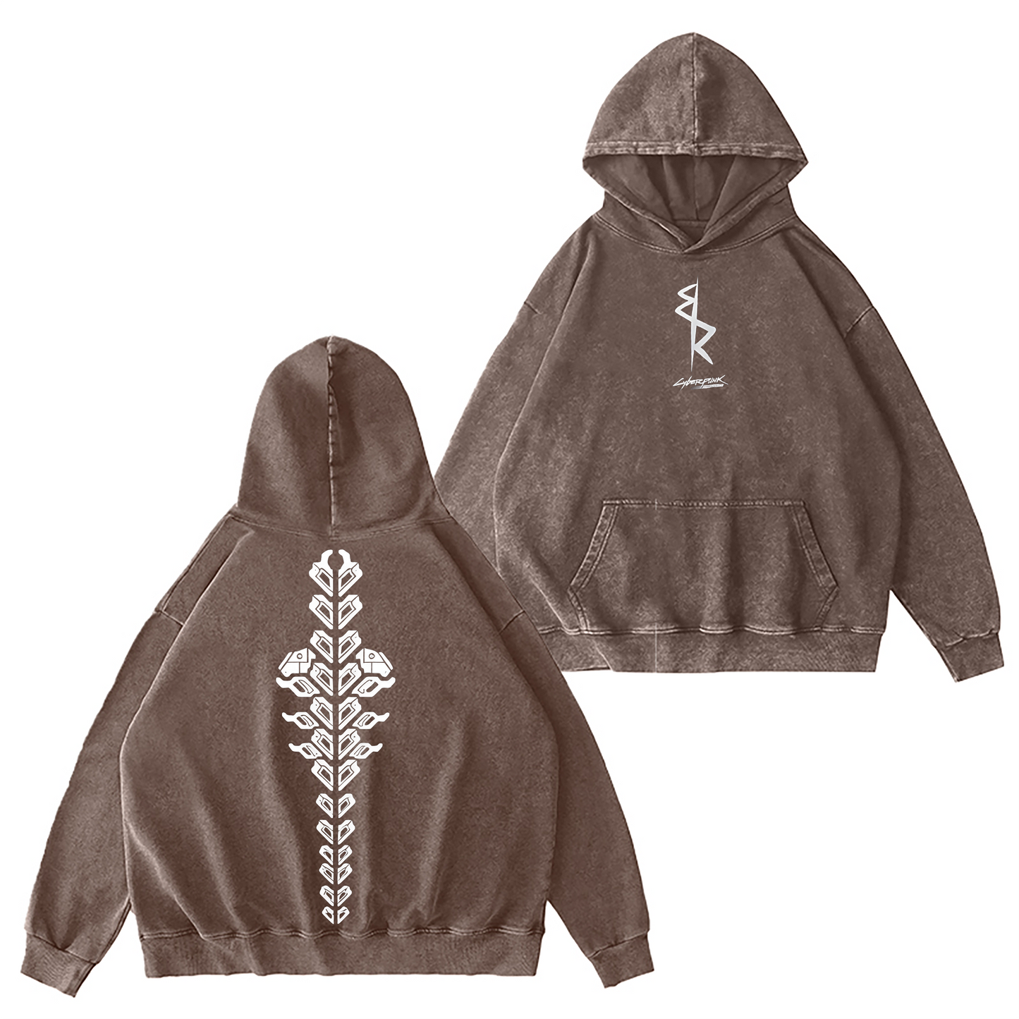 Cyberpunk 2077 Double Printed Washed Hooded Sweatshirt