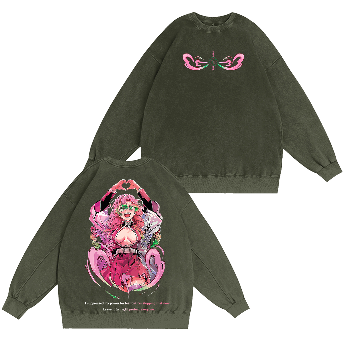 Demon Slayer Anime Vintage Unisex Washed Crewneck Sweatshirt