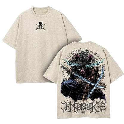 Demon Slayer Unisex Oversize Anime Manga Washed Heavyweight Cotton Polera