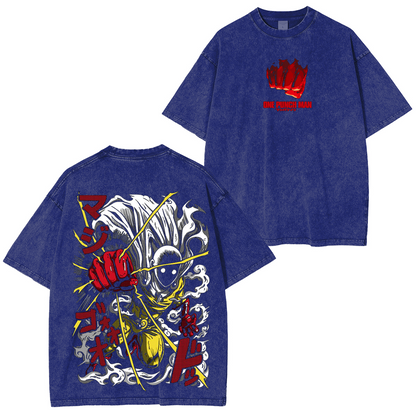 One-Punch Man Polera Lavada Vintage