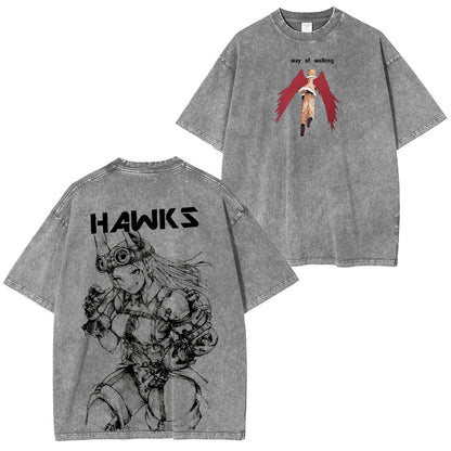 Mirko x Hawks My Hero Academia Polera Lavada Vintage