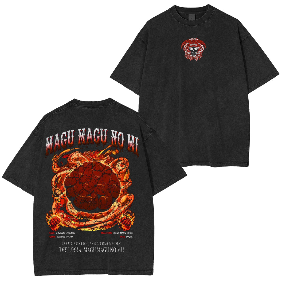 Magu Magu no Mi One Piece Vintage Washed T-shirt/Crewneck/Hoodie