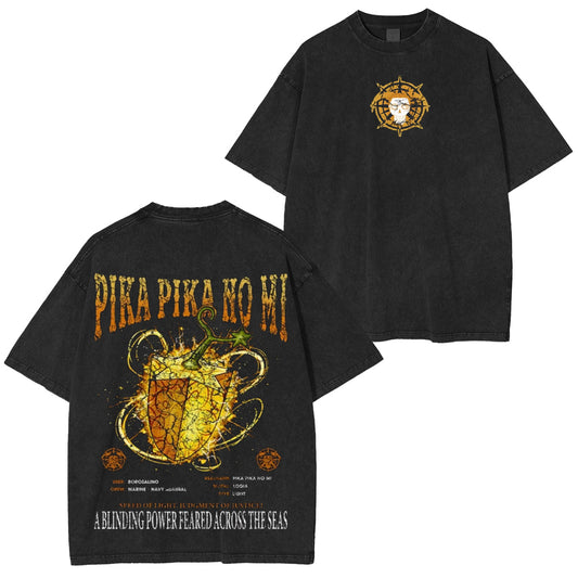 Pika Pika no Mi One Piece Vintage Washed T-shirt/Crewneck/Hoodie
