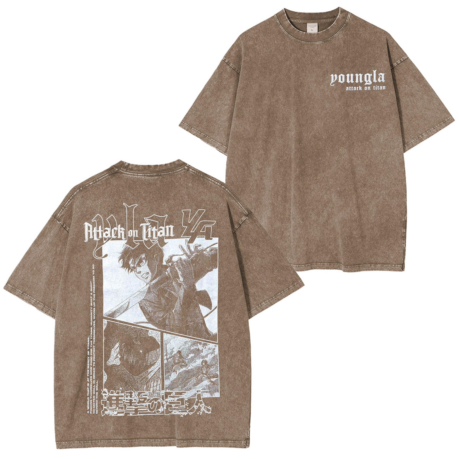 Eren Yeager,Attack on Titan Oversized Anime Washed T-shirt/Crewneck/Hoodie