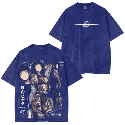 Naruto Hinata Vintage Polera Unisex Lavada