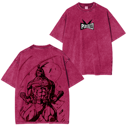 My Hero Academia Double Print Oversize Anime Manga Acid Washed Cotton T-ShirtDouble Print Oversize Anime Manga Acid Washed Cotton Polera