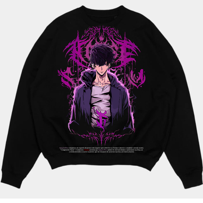 Sung Jin-Woo Solo Leveling Anime Double Printed Oversize Lightweight Acid Washed Tee-Limited Edition