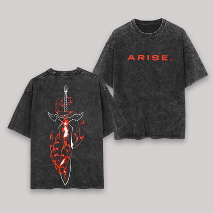 Solo Leveling Printed Polera Unisex Lavada