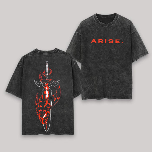 Solo Leveling Printed Polera Unisex Lavada