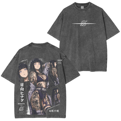 Naruto Hinata Vintage Polera Unisex Lavada