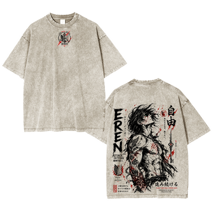 Attack On Titan Eren Jeager Polera Unisex Lavada