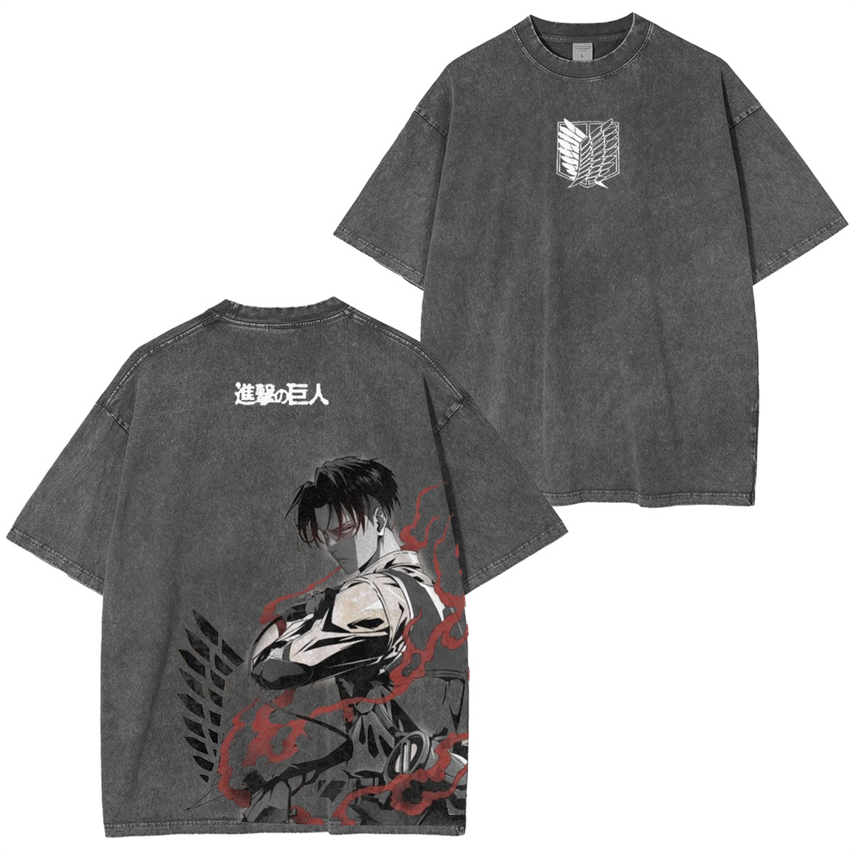 Levi Ackerman Vintage Washed Unisex Polera
