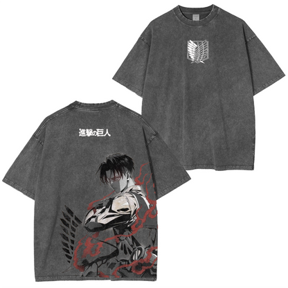 Levi Ackerman Vintage Washed Unisex Polera