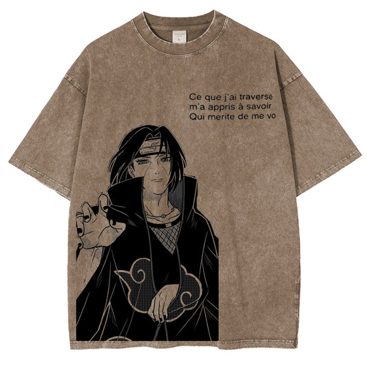 Naruto: Obito Itachi Uchiha Vintage Washed T-shirt/ Cotton T-shirt