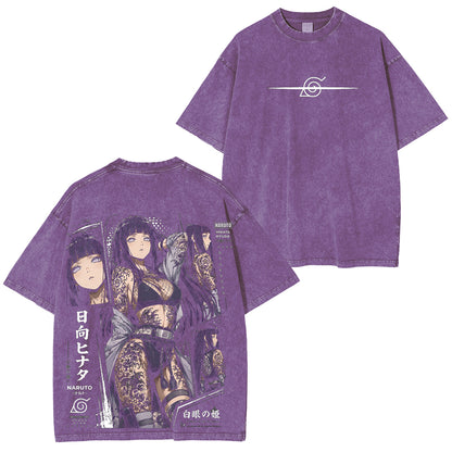 Naruto Hinata Vintage Polera Unisex Lavada