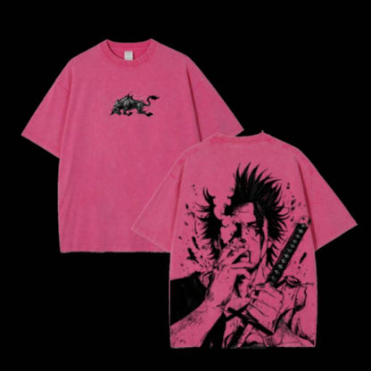 Yami Sukehiro x Black Bulls Black Clover Anime Double Printed Vintage Washed Tee Unisex T-shirt