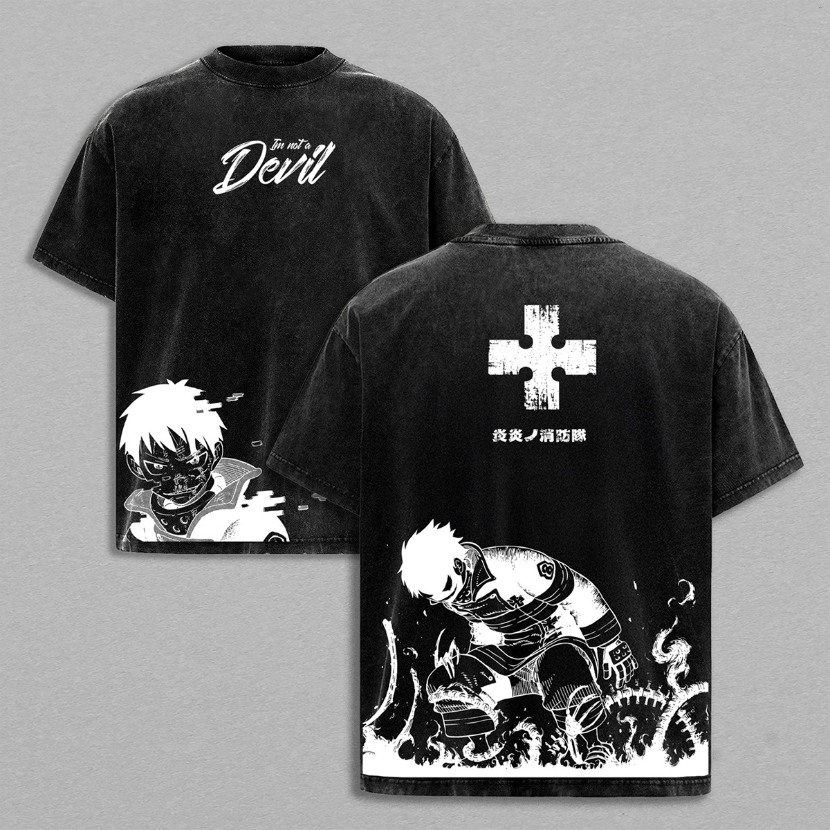 Fire Force Washed T-shirt/Crewnec