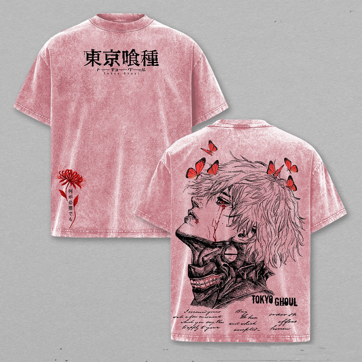 Ken Kaneki Tokyo Ghoul Washed T-shirt/Crewnec