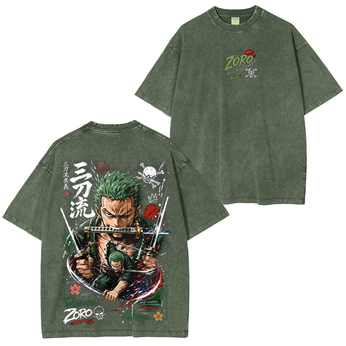 Zoro One Piece Anime Polera Lavada