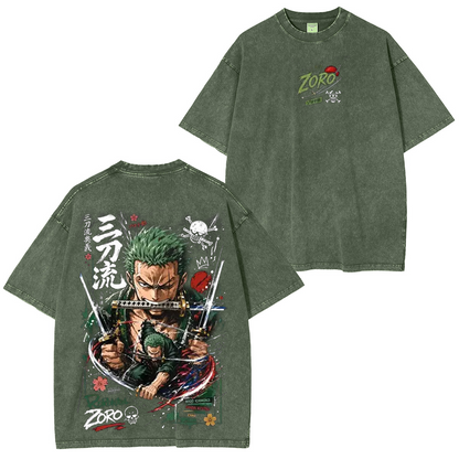 Zoro One Piece Anime Polera Lavada