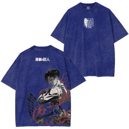 Levi Ackerman Vintage Washed Unisex Polera