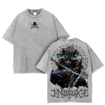 Demon Slayer Unisex Oversize Anime Manga Washed Heavyweight Cotton Polera
