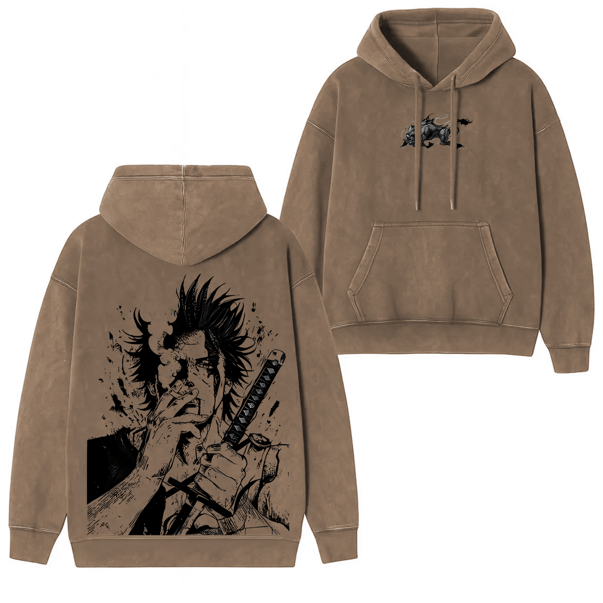 Yami Sukehiro x Black Bulls Black Clover Anime Double Printed Vintage Unisex Hooded Sweatshirt