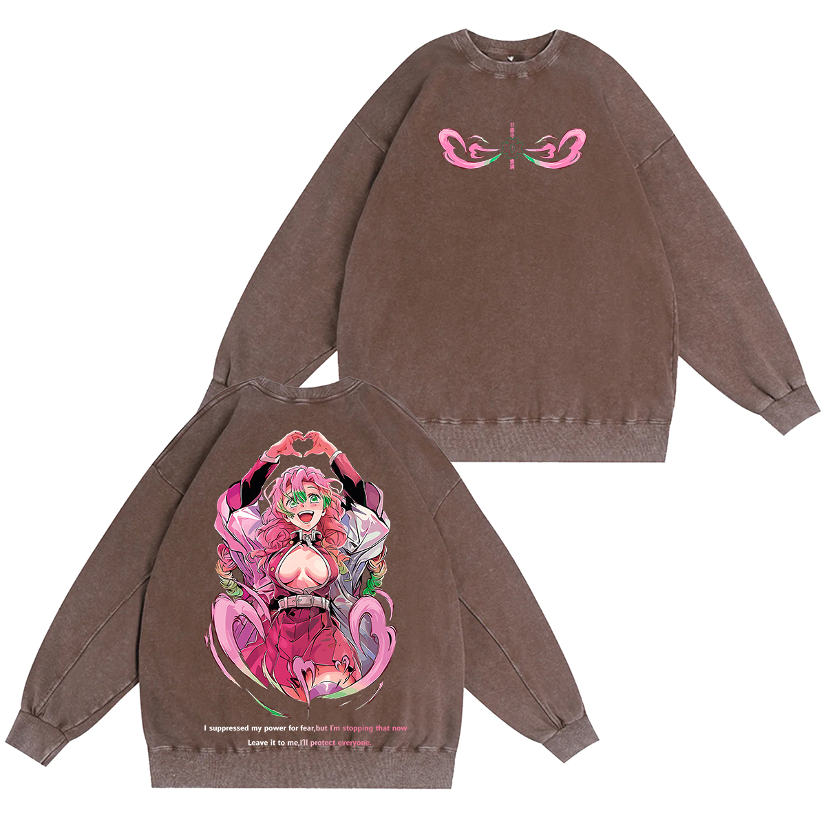 Demon Slayer Anime Vintage Unisex Washed Crewneck Sweatshirt