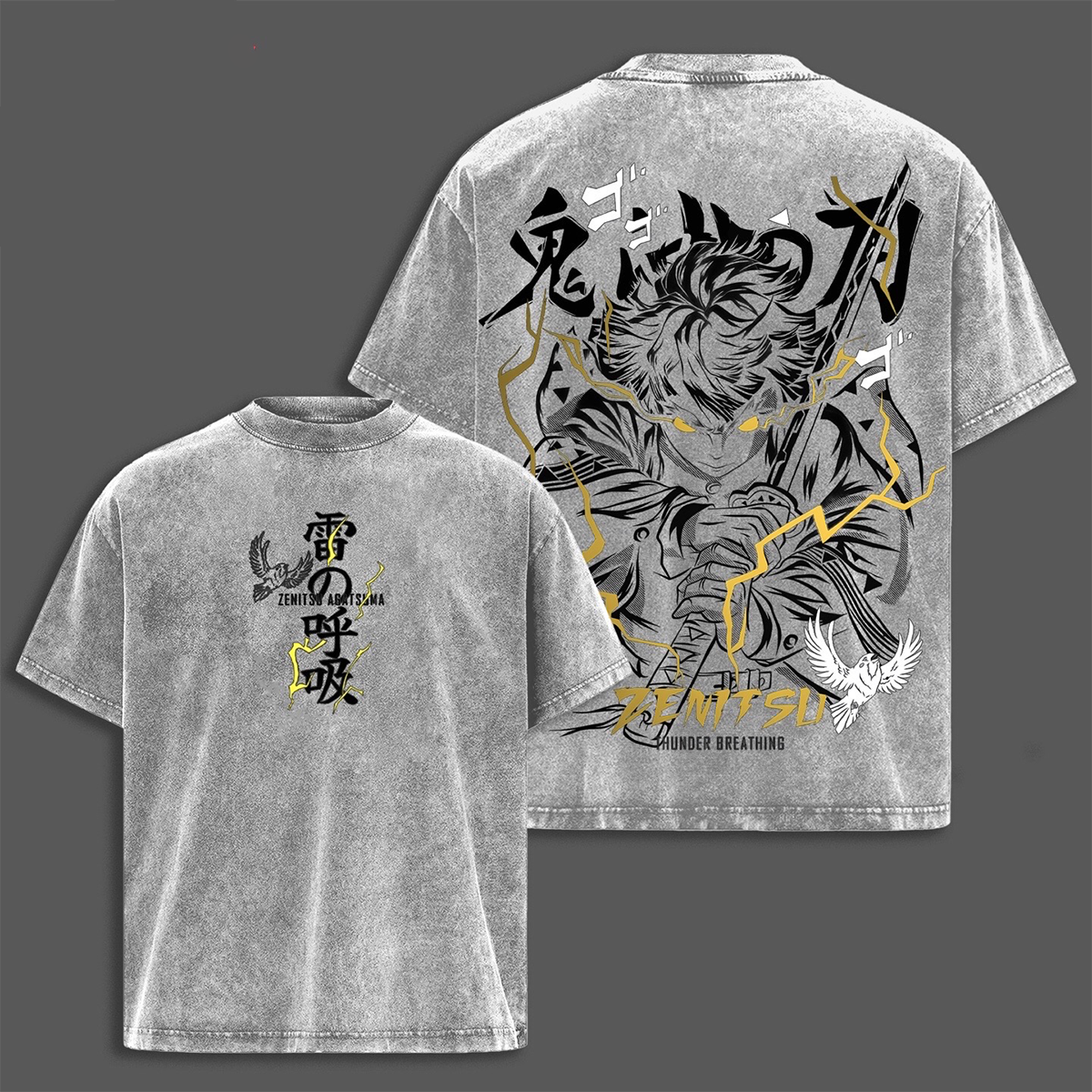 Zenitsu Demon Slayer Vintage Washed Unisex Polera